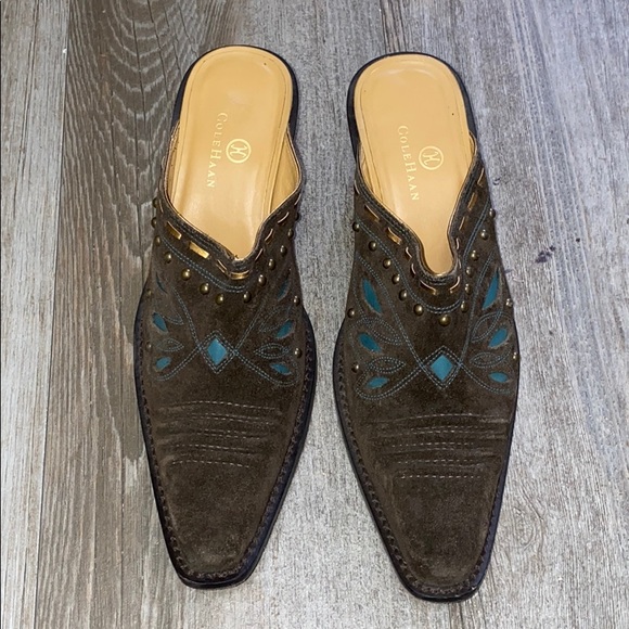 Cole Haan Morgan Suede Studded Mules - Picture 4 of 14